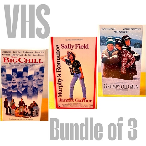 VHS EUC The Big Chill (R-Drama), Murphy’s Romance, Grumpy Old Men (Comedy) PG13 - Picture 1 of 16